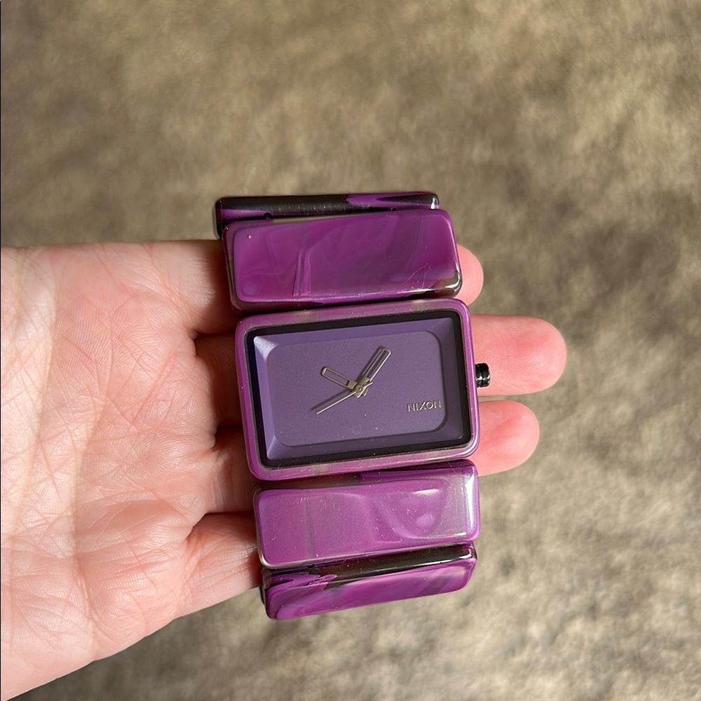 The Vega Nixon Purple Marble Watch